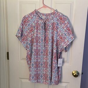 Croft and Barrow Red and Blue Patterned Blouse